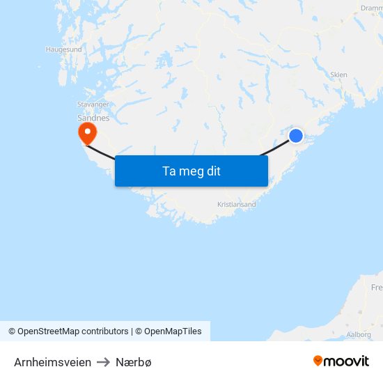 Arnheimsveien to Nærbø map