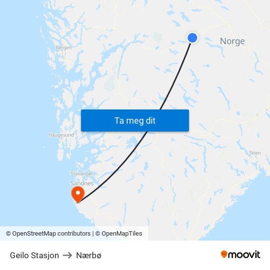 Geilo Stasjon to Nærbø map