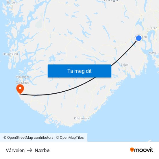 Vårveien to Nærbø map