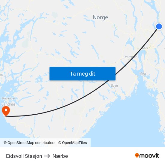 Eidsvoll Stasjon to Nærbø map