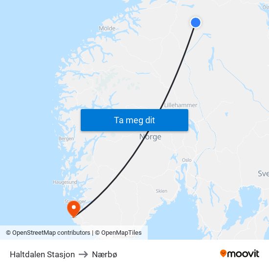 Haltdalen Stasjon to Nærbø map
