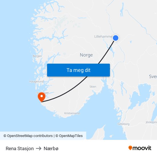 Rena Stasjon to Nærbø map