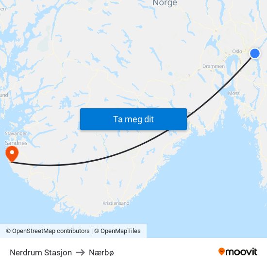 Nerdrum Stasjon to Nærbø map