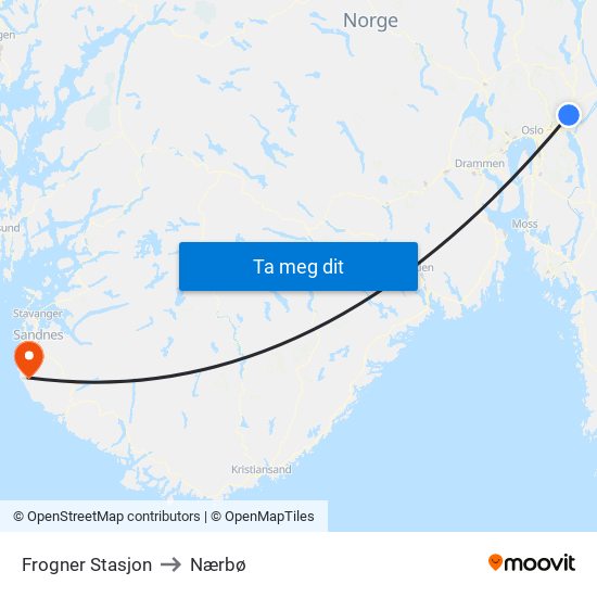 Frogner Stasjon to Nærbø map
