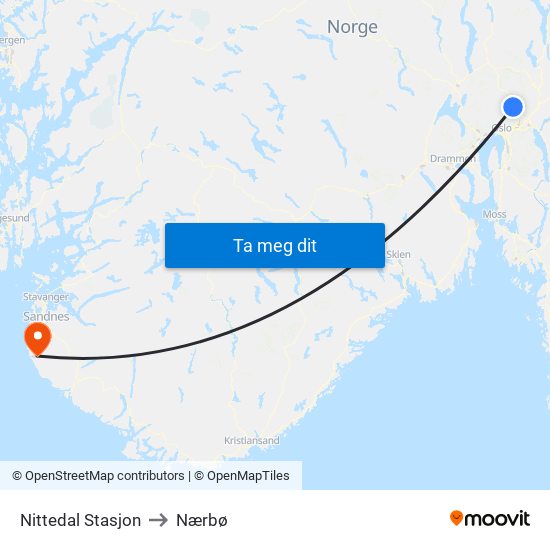 Nittedal Stasjon to Nærbø map