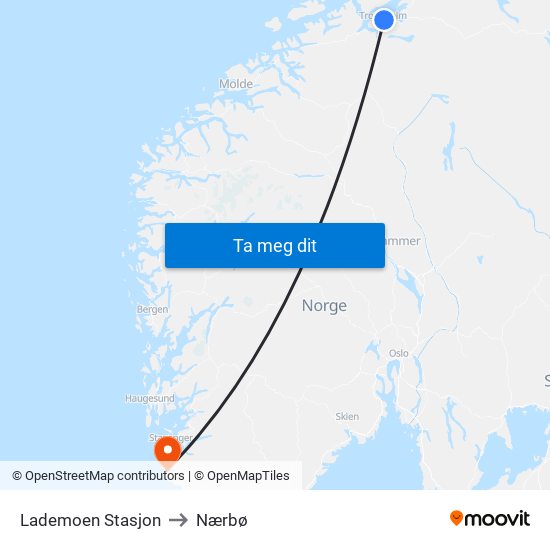 Lademoen Stasjon to Nærbø map
