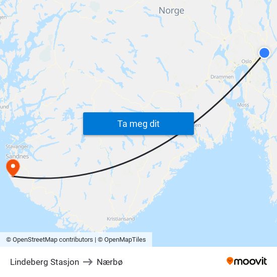 Lindeberg Stasjon to Nærbø map