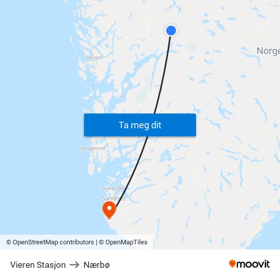 Vieren Stasjon to Nærbø map