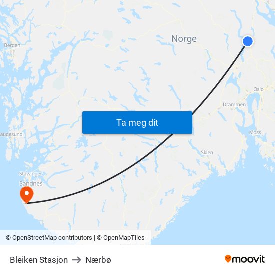 Bleiken Stasjon to Nærbø map