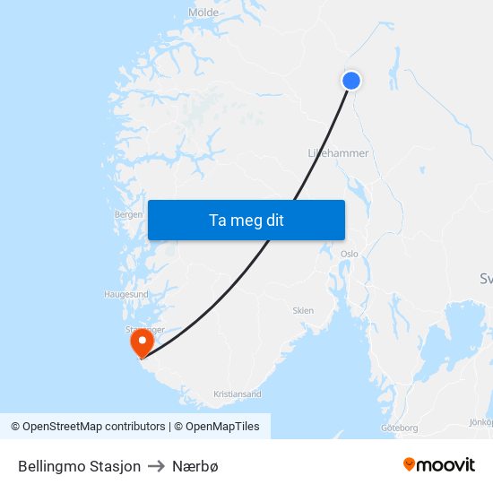 Bellingmo Stasjon to Nærbø map