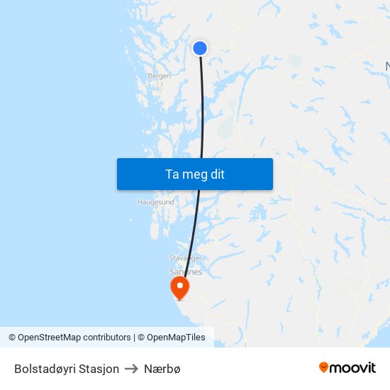 Bolstadøyri Stasjon to Nærbø map
