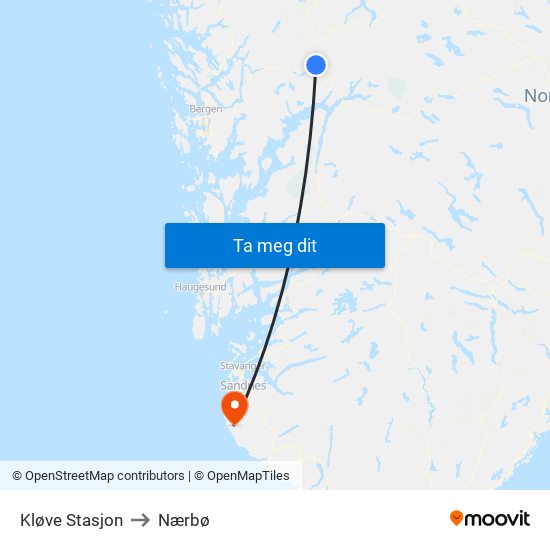 Kløve Stasjon to Nærbø map