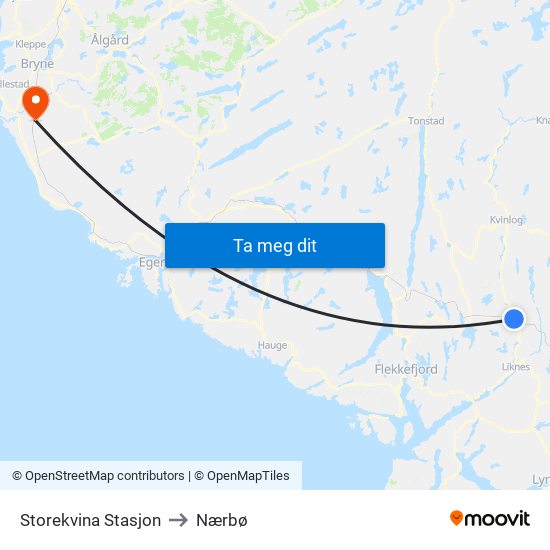 Storekvina Stasjon to Nærbø map