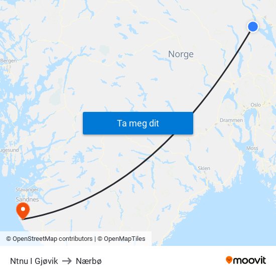 Ntnu I Gjøvik to Nærbø map