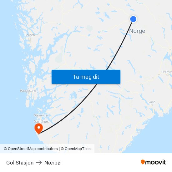 Gol Stasjon to Nærbø map