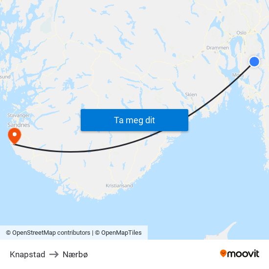 Knapstad to Nærbø map