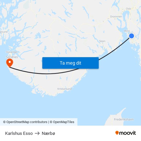 Karlshus Esso to Nærbø map