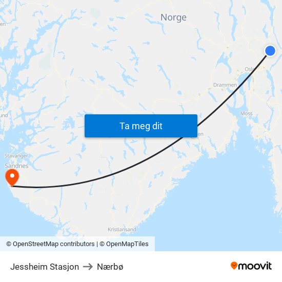 Jessheim Stasjon to Nærbø map