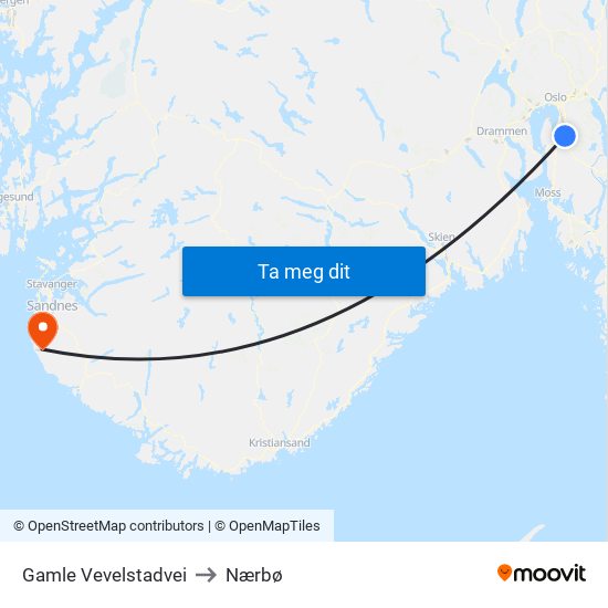 Gamle Vevelstadvei to Nærbø map