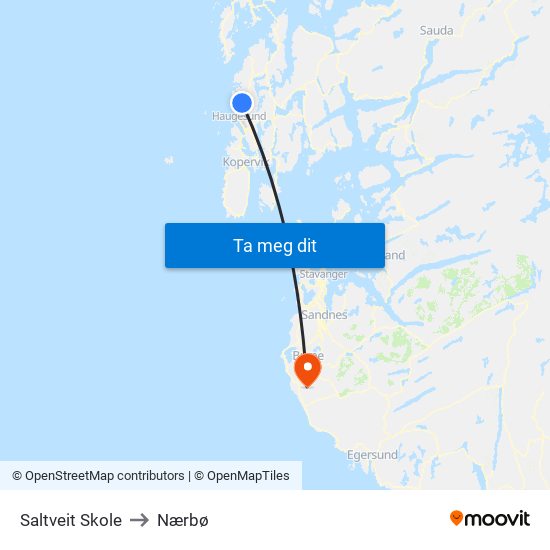 Saltveit Skole to Nærbø map