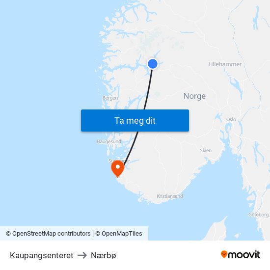 Kaupangsenteret to Nærbø map