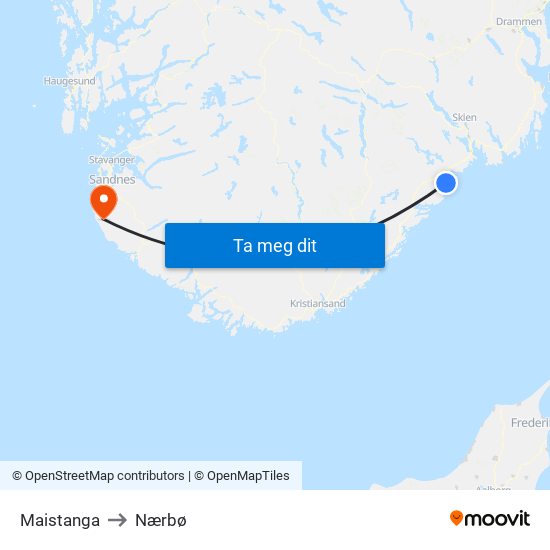 Maistanga to Nærbø map