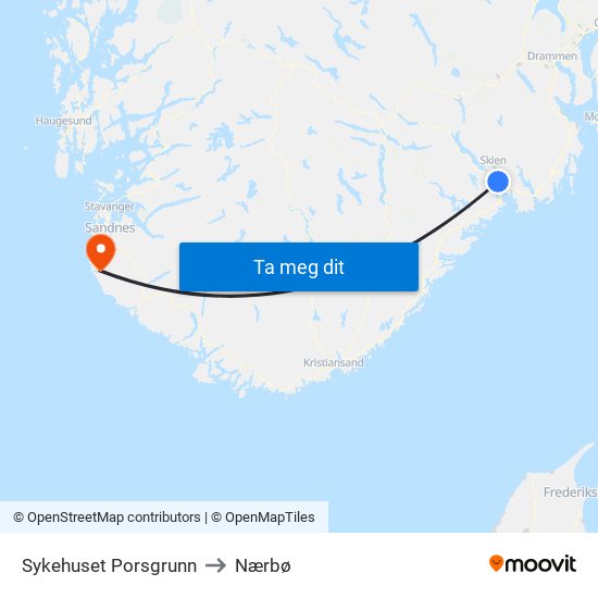 Sykehuset Porsgrunn to Nærbø map