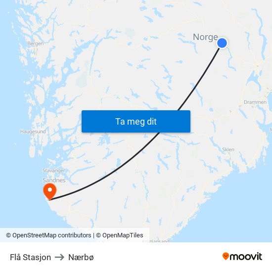 Flå Stasjon to Nærbø map