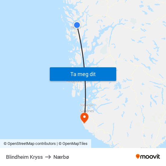 Blindheim Kryss to Nærbø map