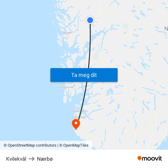 Kvilekvål to Nærbø map