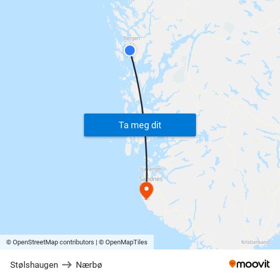 Stølshaugen to Nærbø map