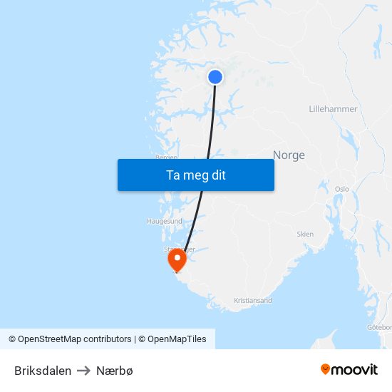 Briksdalen to Nærbø map