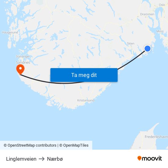 Linglemveien to Nærbø map