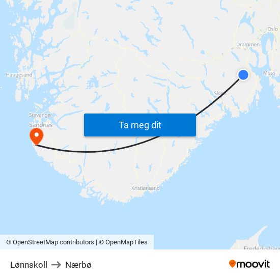 Lønnskoll to Nærbø map