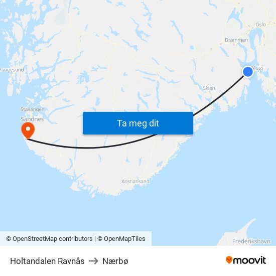 Holtandalen Ravnås to Nærbø map