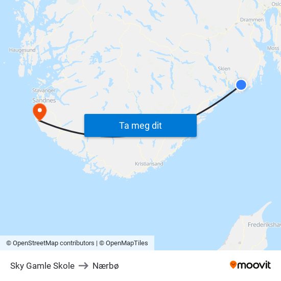 Sky Gamle Skole to Nærbø map