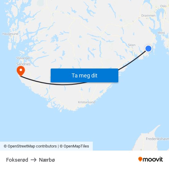 Fokserød to Nærbø map