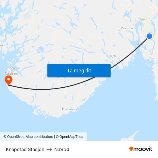 Knapstad Stasjon to Nærbø map