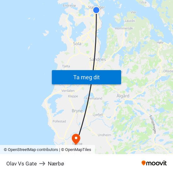 Olav Vs Gate to Nærbø map