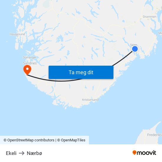 Ekeli to Nærbø map