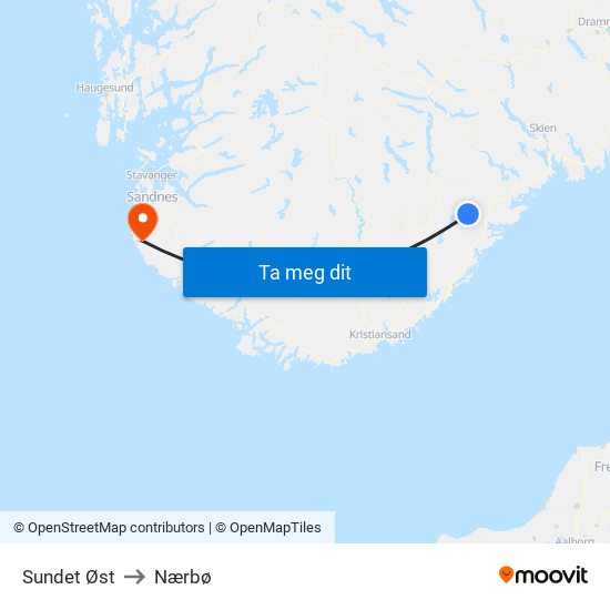 Sundet Øst to Nærbø map