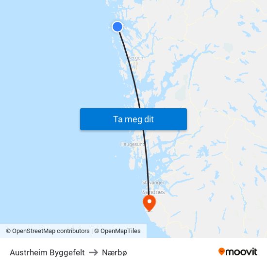 Austrheim Byggefelt to Nærbø map