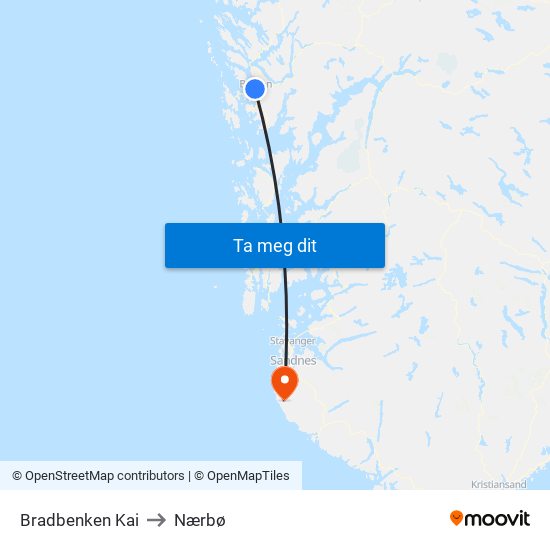 Bradbenken Kai to Nærbø map