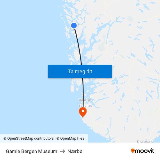 Gamle Bergen Museum to Nærbø map