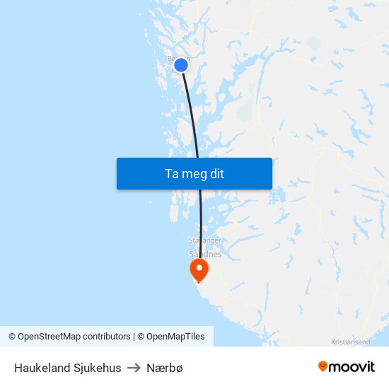 Haukeland Sjukehus to Nærbø map