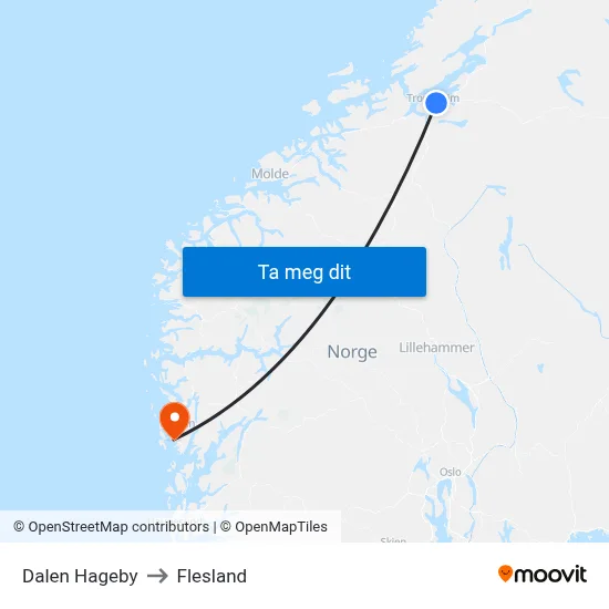 Dalen Hageby to Flesland map