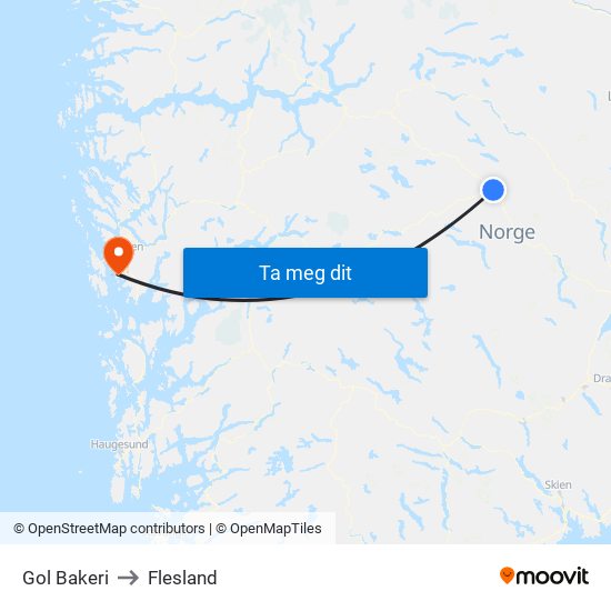 Gol Bakeri to Flesland map