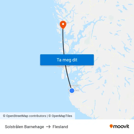 Solstrålen Barnehage to Flesland map