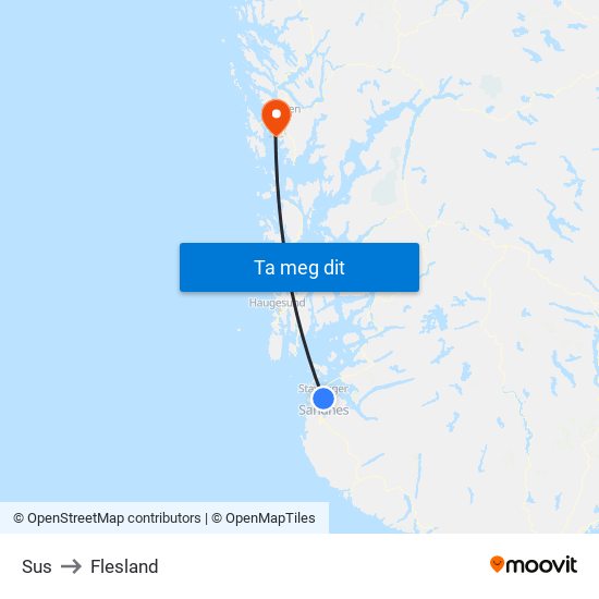 Sus to Flesland map