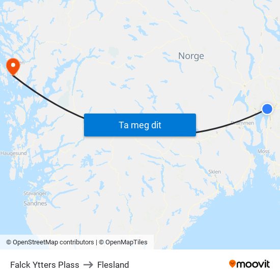 Falck Ytters Plass to Flesland map